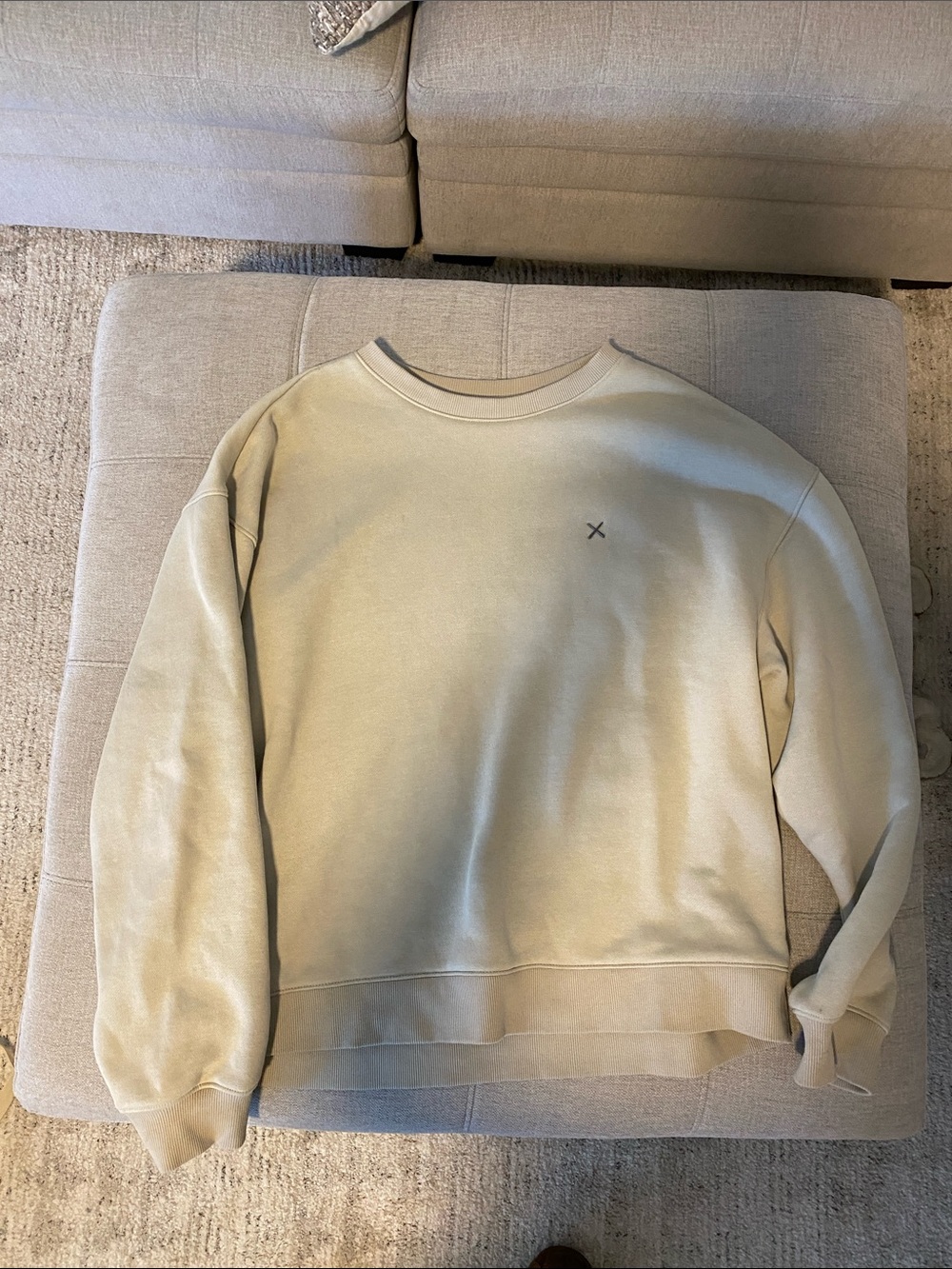 Cuts Clothing Neutral Beige Crewneck Sweatshirt with Small Chest X